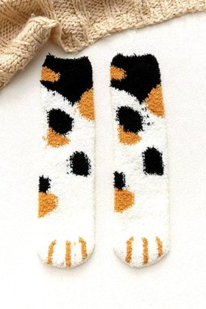 Stylish Work Outfits, Outfit Summer Ideas Cat Paw Plush Socks