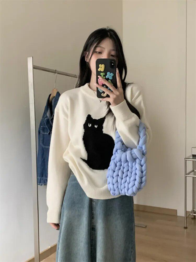 Stylish Work Outfits, Outfit Summer Ideas Cat Sweater Stylish Work Outfits, Outfit Summer Ideas Cat Sweater