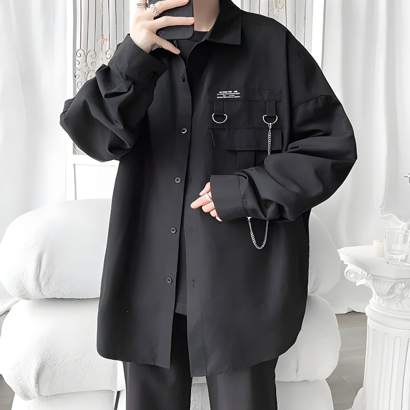 Stylish Work Outfits, Outfit Summer Ideas Chain Detailed Long Sleeve Shirt