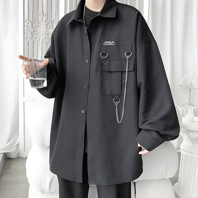 Stylish Work Outfits, Outfit Summer Ideas Chain Detailed Long Sleeve Shirt