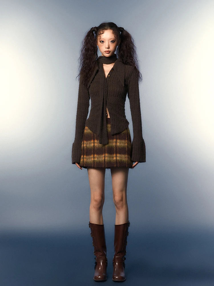 Stylish Work Outfits, Outfit Summer Ideas Chelsea Collar Scarf Tie Knitted Cardigan