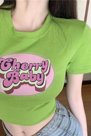 Stylish Work Outfits, Outfit Summer Ideas Cherry Baby Crop Top