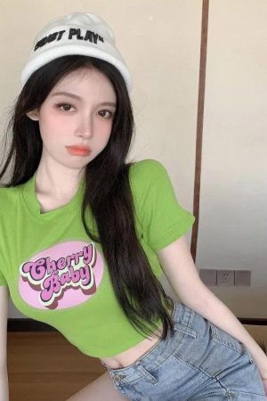 Stylish Work Outfits, Outfit Summer Ideas Cherry Baby Crop Top