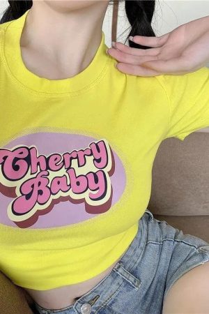 Stylish Work Outfits, Outfit Summer Ideas Cherry Baby Crop Top
