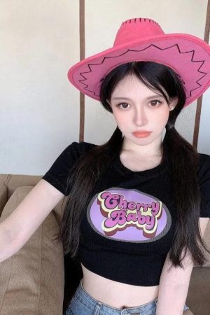 Stylish Work Outfits, Outfit Summer Ideas Cherry Baby Crop Top