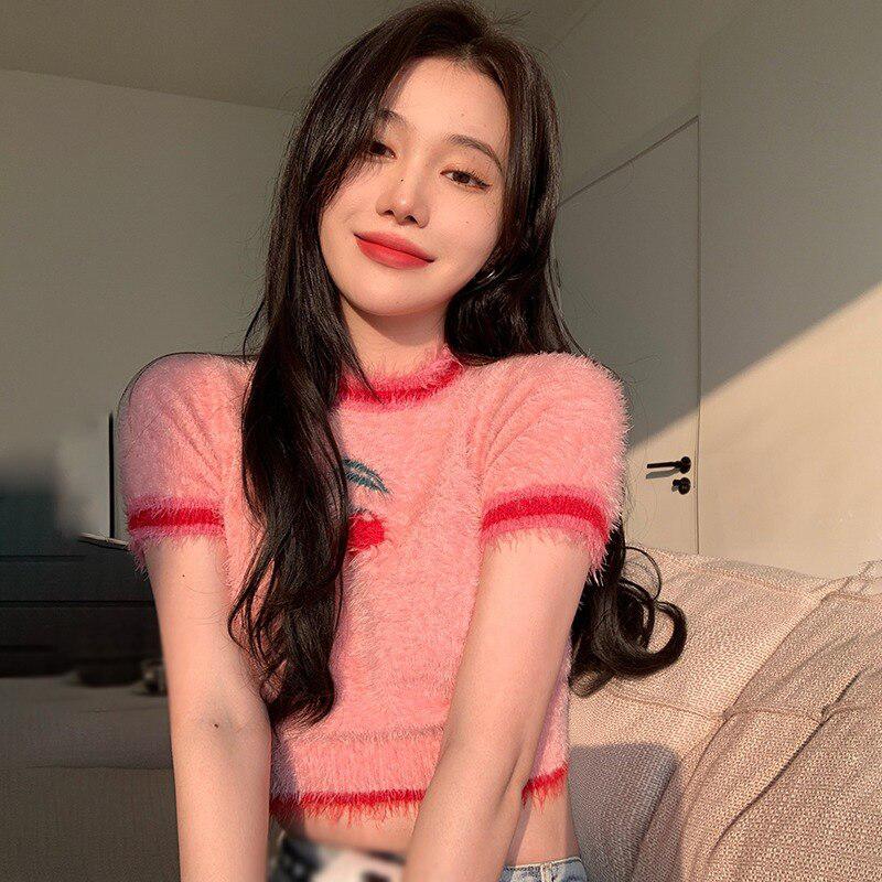 Stylish Work Outfits, Outfit Summer Ideas Cherry Crop Sweater