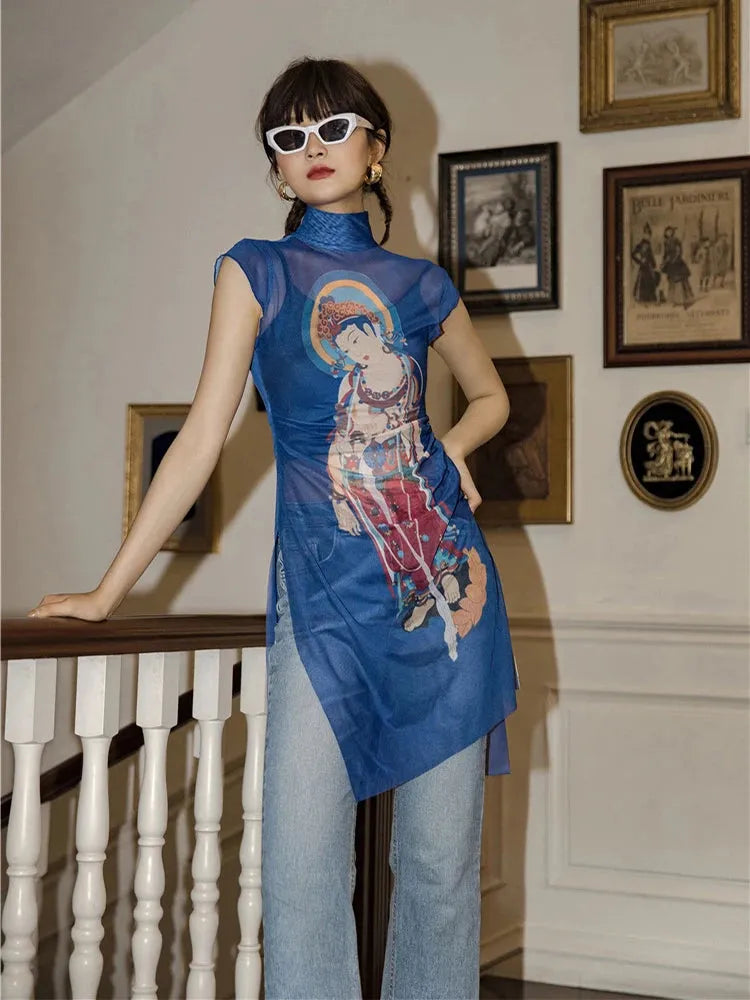 Stylish Work Outfits, Outfit Summer Ideas Chinese Woman Mesh Top