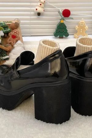 Stylish Work Outfits, Outfit Summer Ideas Chunky Platform High Heel Loafer Shoes