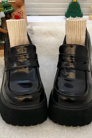 Stylish Work Outfits, Outfit Summer Ideas Chunky Platform High Heel Loafer Shoes