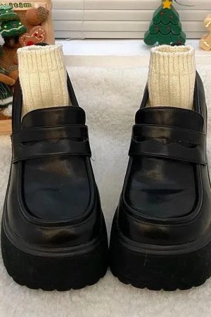 Stylish Work Outfits, Outfit Summer Ideas Chunky Platform High Heel Loafer Shoes