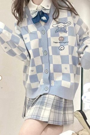 Stylish Work Outfits, Outfit Summer Ideas Cinnamoroll Buttoned Blue Cardigan