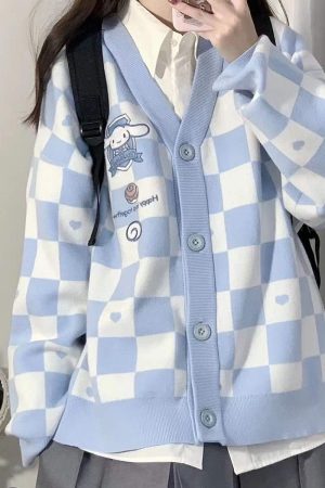 Stylish Work Outfits, Outfit Summer Ideas Cinnamoroll Buttoned Blue Cardigan