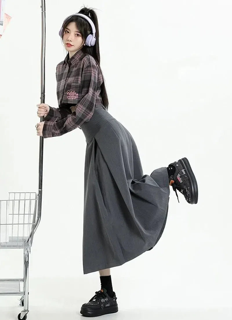 Stylish Work Outfits, Outfit Summer Ideas College Girl Pleated A-Line Midi Skirt