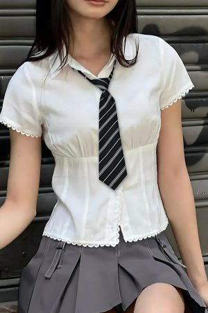 Stylish Work Outfits, Outfit Summer Ideas College Shirt With Striped Tie