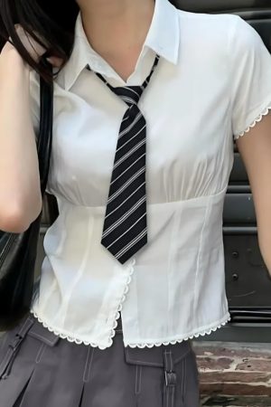 Stylish Work Outfits, Outfit Summer Ideas College Shirt With Striped Tie