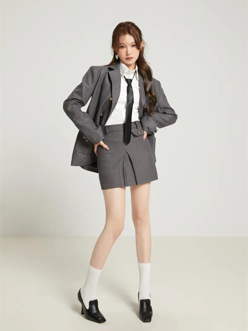 Stylish Work Outfits, Outfit Summer Ideas College Style Skirt, Blazer & Shirt Set Stylish Work Outfits, Outfit Summer Ideas College Style Skirt, Blazer & Shirt Set