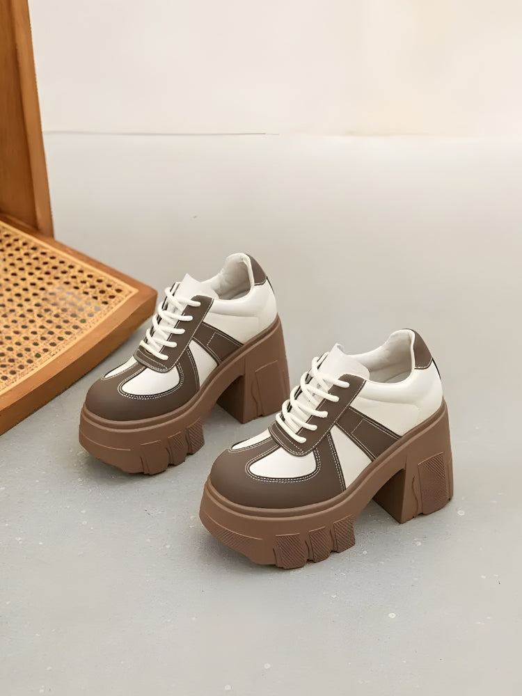 Stylish Work Outfits, Outfit Summer Ideas Color Block Platform Oxford Heels Stylish Work Outfits, Outfit Summer Ideas Color Block Platform Oxford Heels