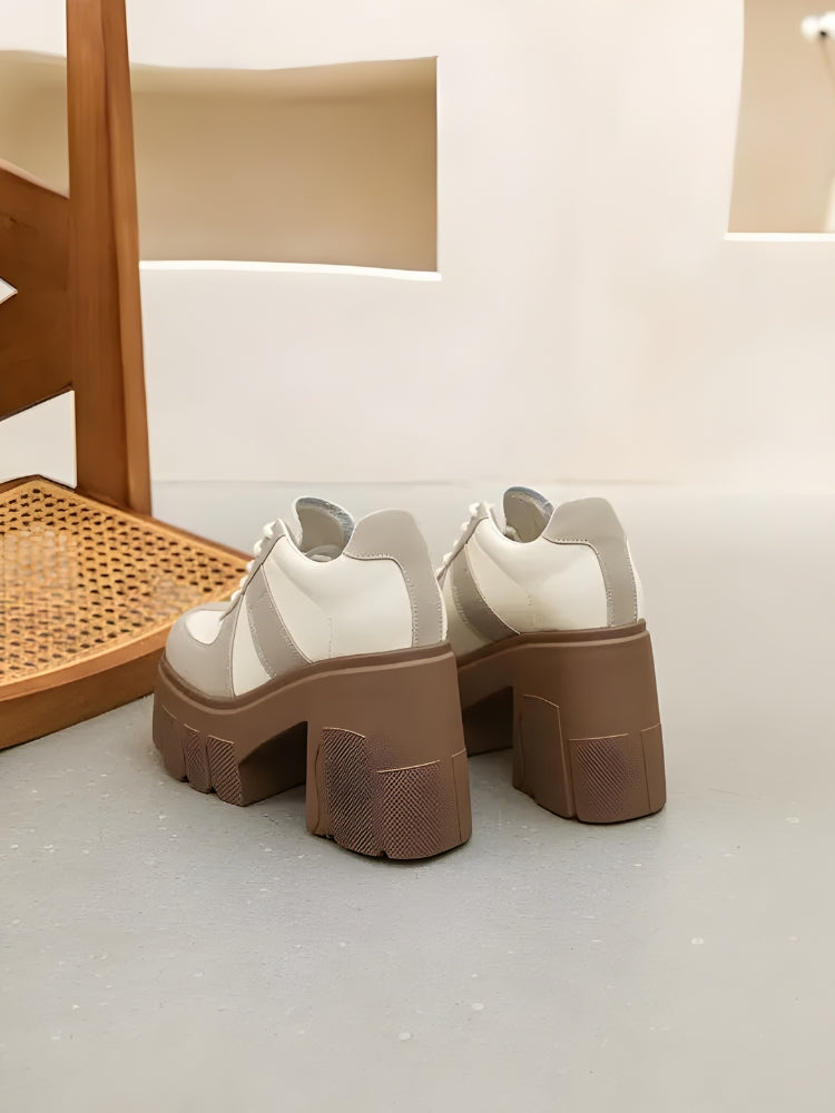 Stylish Work Outfits, Outfit Summer Ideas Color Block Platform Oxford Heels Stylish Work Outfits, Outfit Summer Ideas Color Block Platform Oxford Heels