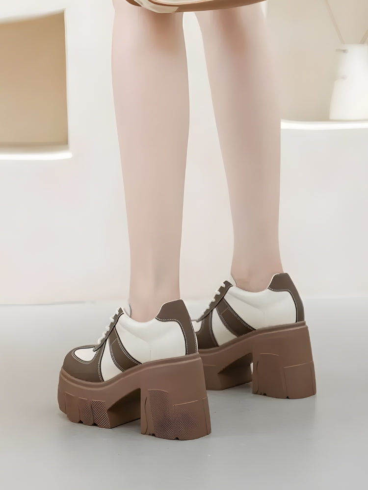 Stylish Work Outfits, Outfit Summer Ideas Color Block Platform Oxford Heels Stylish Work Outfits, Outfit Summer Ideas Color Block Platform Oxford Heels