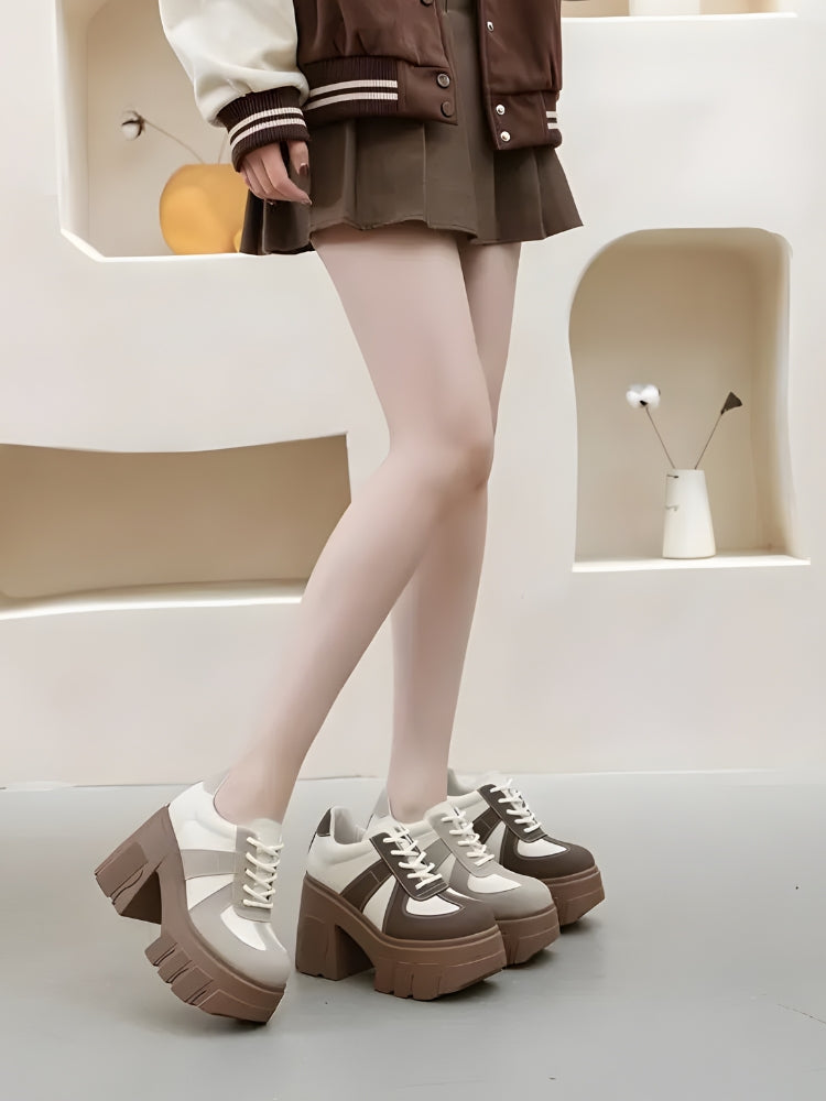 Stylish Work Outfits, Outfit Summer Ideas Color Block Platform Oxford Heels