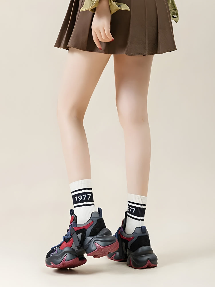 Stylish Work Outfits, Outfit Summer Ideas Color Block Platform Sneakers
