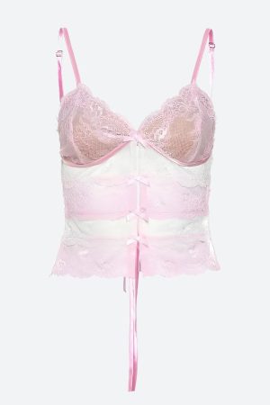 Stylish Work Outfits, Outfit Summer Ideas Coquette Bow Backless Lace Top