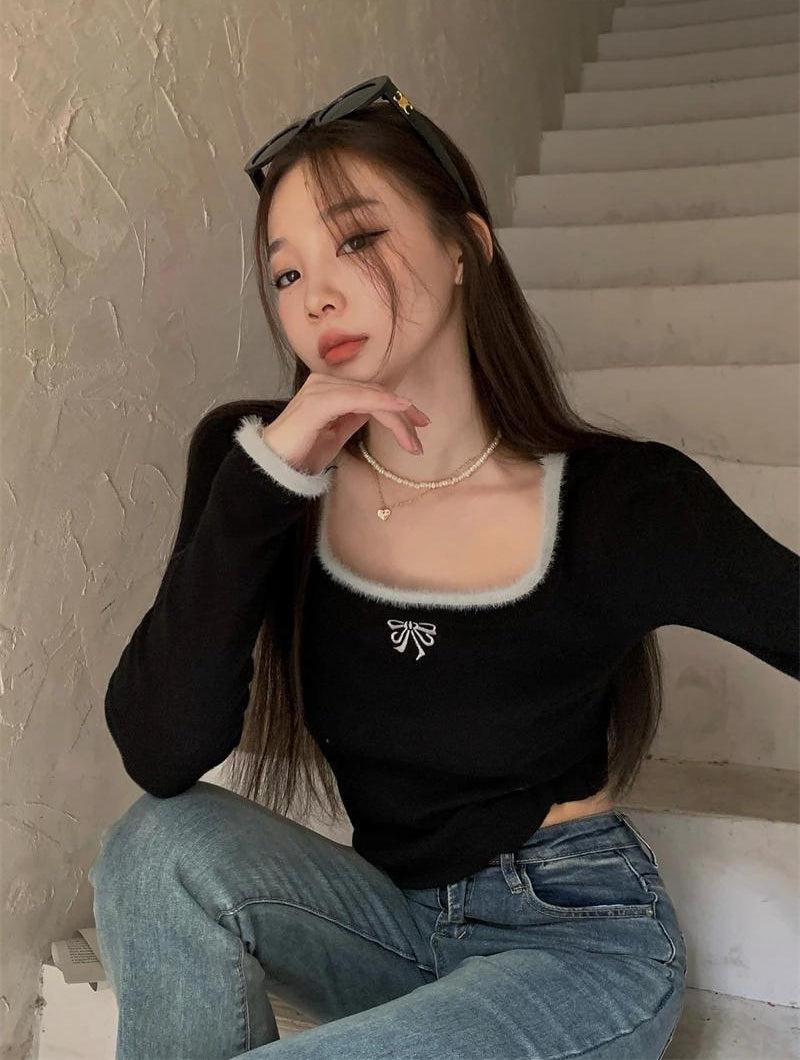 Stylish Work Outfits, Outfit Summer Ideas Coquette Bow Fluffy Neck Top Stylish Work Outfits, Outfit Summer Ideas Coquette Bow Fluffy Neck Top