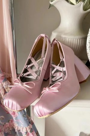 Stylish Work Outfits, Outfit Summer Ideas Coquette Bow Lace Up High Heels