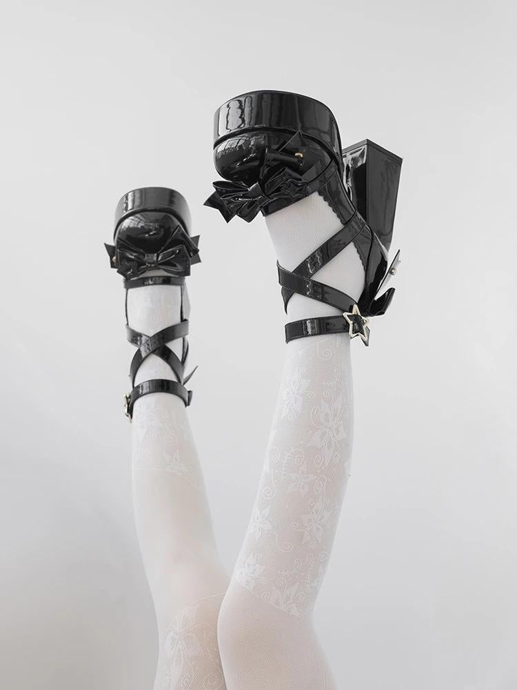 Stylish Work Outfits, Outfit Summer Ideas Coquette Bow Star Buckled Platform High Heels Stylish Work Outfits, Outfit Summer Ideas Coquette Bow Star Buckled Platform High Heels