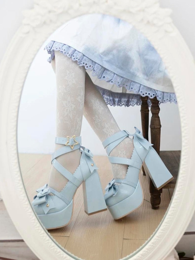 Stylish Work Outfits, Outfit Summer Ideas Coquette Bow Star Buckled Platform High Heels