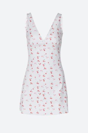 Stylish Work Outfits, Outfit Summer Ideas Coquette Cherry Plunge Neck Mini Dress