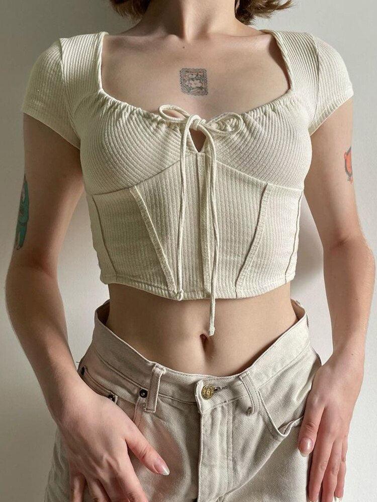 Stylish Work Outfits, Outfit Summer Ideas Coquette Cropped Corset Top
