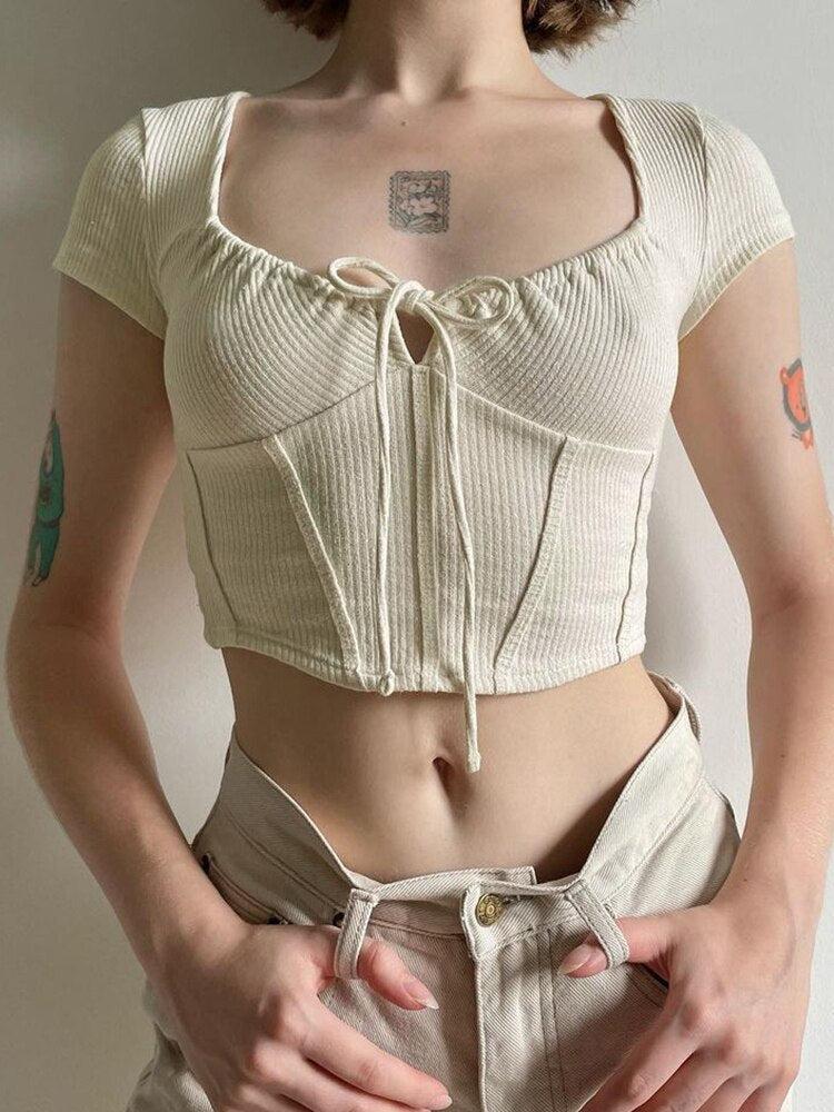 Stylish Work Outfits, Outfit Summer Ideas Coquette Cropped Corset Top Stylish Work Outfits, Outfit Summer Ideas Coquette Cropped Corset Top