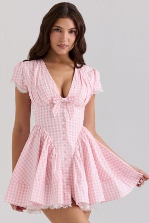 Stylish Work Outfits, Outfit Summer Ideas Coquette Gingham Mini Dress