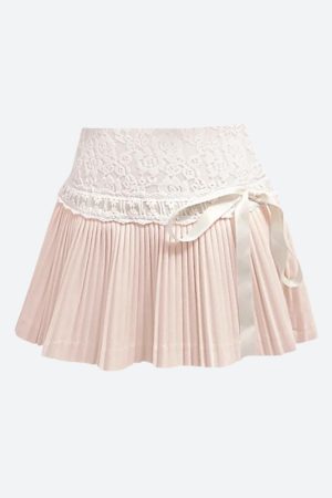 Stylish Work Outfits, Outfit Summer Ideas Coquette Lace Pleated Mini Skirt