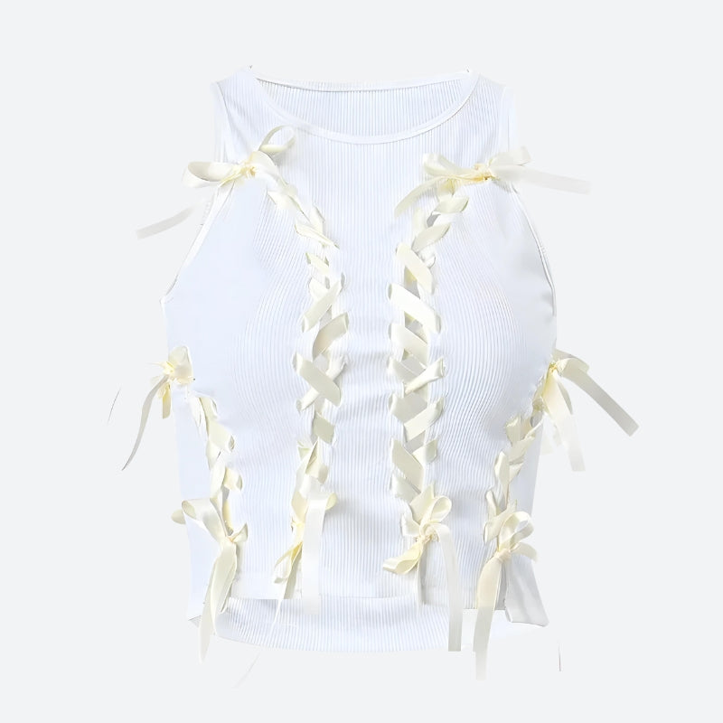 Stylish Work Outfits, Outfit Summer Ideas Coquette Lace Up Bow Top Stylish Work Outfits, Outfit Summer Ideas Coquette Lace Up Bow Top