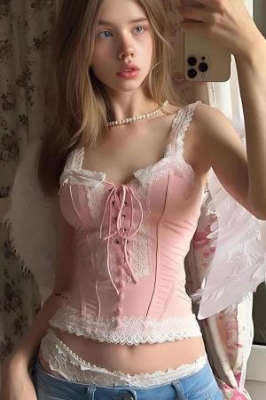 Stylish Work Outfits, Outfit Summer Ideas Coquette Lace Up Corset Top