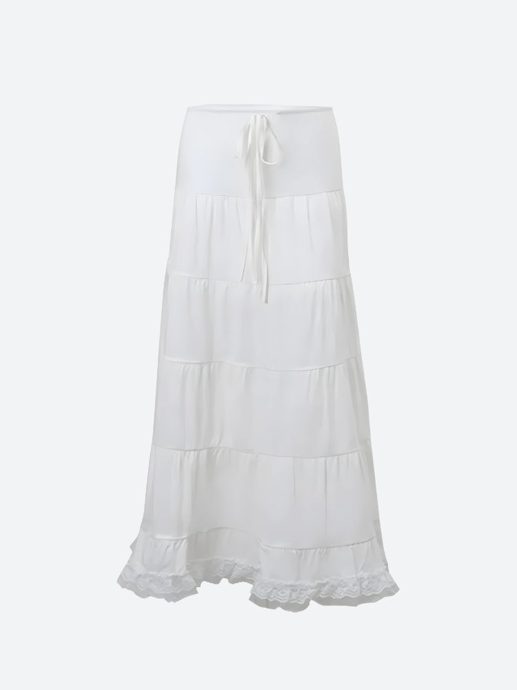 Stylish Work Outfits, Outfit Summer Ideas Coquette Lace Up Crop Top & Maxi Skirt Two Piece Set Stylish Work Outfits, Outfit Summer Ideas Coquette Lace Up Crop Top & Maxi Skirt Two Piece Set