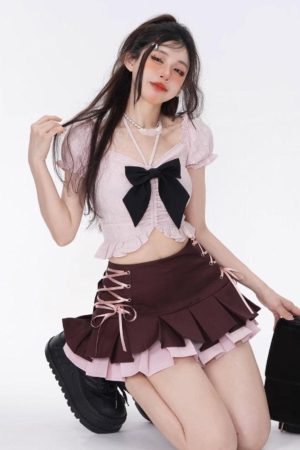 Stylish Work Outfits, Outfit Summer Ideas Coquette Mini Skirt With Top Two Piece Set