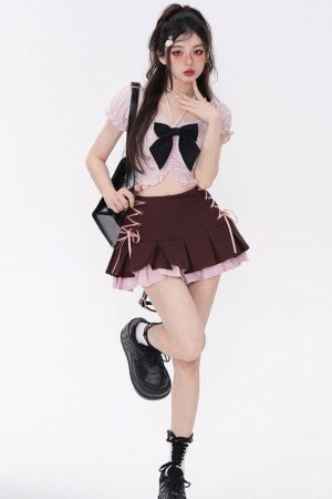 Stylish Work Outfits, Outfit Summer Ideas Coquette Mini Skirt With Top Two Piece Set