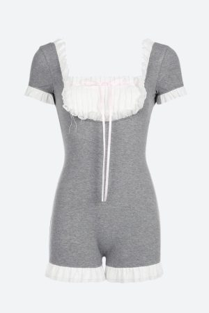 Stylish Work Outfits, Outfit Summer Ideas Coquette Ruffled Backless Playsuit