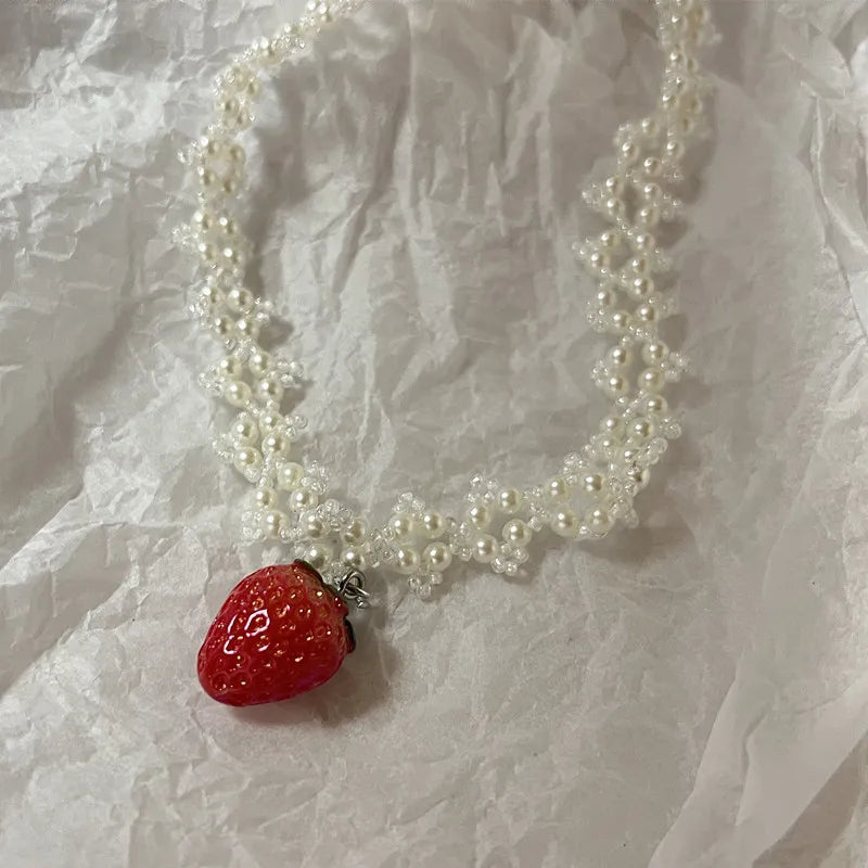 Stylish Work Outfits, Outfit Summer Ideas Coquette Strawberry Pearl Beaded Necklace Stylish Work Outfits, Outfit Summer Ideas Coquette Strawberry Pearl Beaded Necklace
