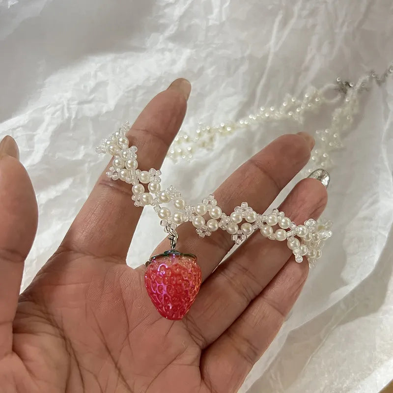 Stylish Work Outfits, Outfit Summer Ideas Coquette Strawberry Pearl Beaded Necklace Stylish Work Outfits, Outfit Summer Ideas Coquette Strawberry Pearl Beaded Necklace