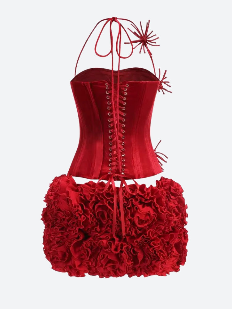 Stylish Work Outfits, Outfit Summer Ideas Corset Top & Ruffled Mini Skirt Two Piece Set Stylish Work Outfits, Outfit Summer Ideas Corset Top & Ruffled Mini Skirt Two Piece Set