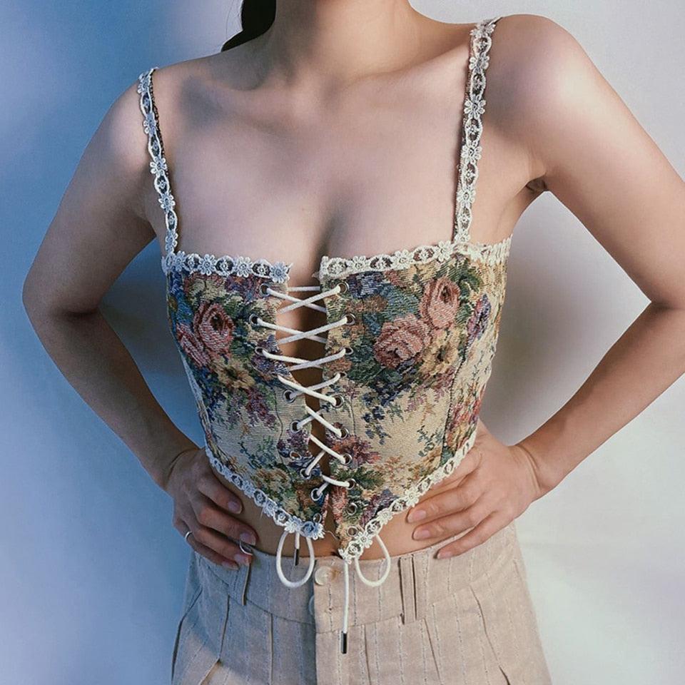 Stylish Work Outfits, Outfit Summer Ideas Cottagecore Corset Top