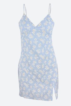 Stylish Work Outfits, Outfit Summer Ideas Cottagecore Daisy Slit Mini Dress