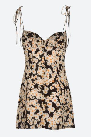 Stylish Work Outfits, Outfit Summer Ideas Cottagecore Daisy Tie Strap Mini Dress