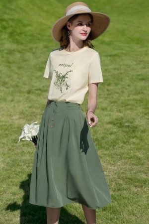 Stylish Work Outfits, Outfit Summer Ideas Cottagecore Natural Tee