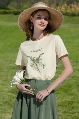Stylish Work Outfits, Outfit Summer Ideas Cottagecore Natural Tee