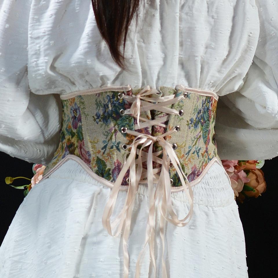 Stylish Work Outfits, Outfit Summer Ideas Cottagecore Ribbon Lace Up Waist Corset